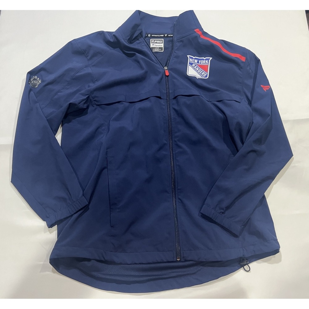 New York Rangers Windbreaker Jacket Mens Large Blue Fanatics NHL Authentic Pro